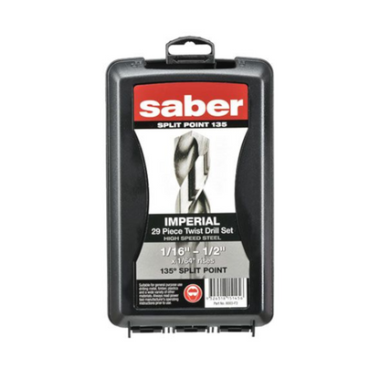 Drill Set, Saber, Imperial HSS Drill Set, 1/16"-1/2" - 29 Piece