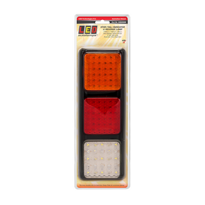 Combination Lamp, LED Autolamps, 80 Triple Series, LED, Stop/Tail/Indicator/Reverse, Red/Amber/White, 12-24v - Each