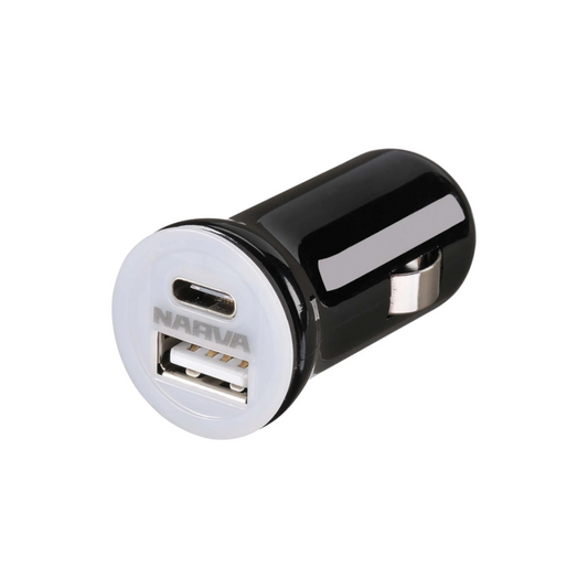 Charging Adaptor for Accessory Socket, Narva, Adaptor, USB-A & USB-C, 2 Ports, 12v, Blister - Each