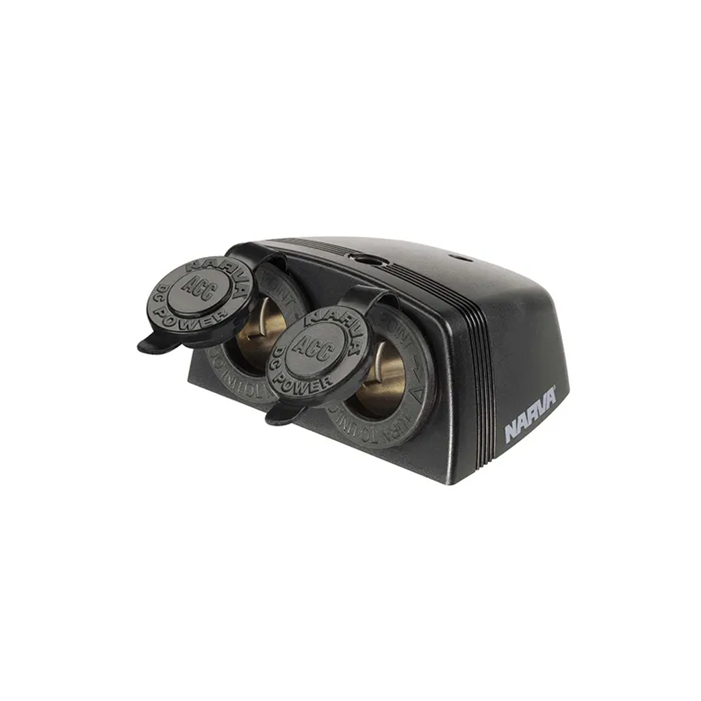 Accessory Socket, Narva, Heavy Duty Surface Mount, Twin - Each