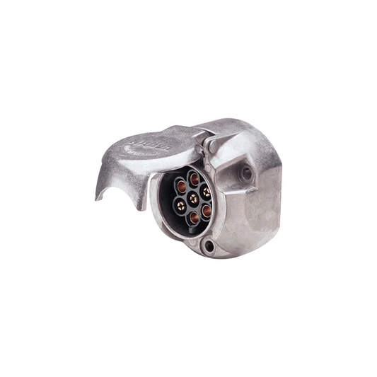 Trailer Socket, Narva, 7 Pin Large Round, Metal, Blister - Each
