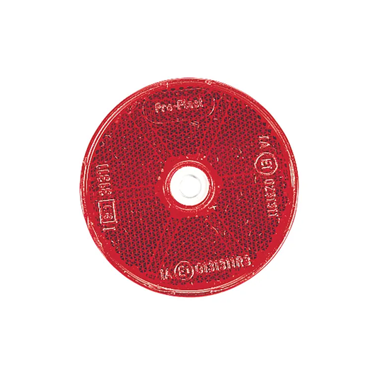 Reflector, Narva, Retro, Central Fixing Hole, 60mm, Red - Each