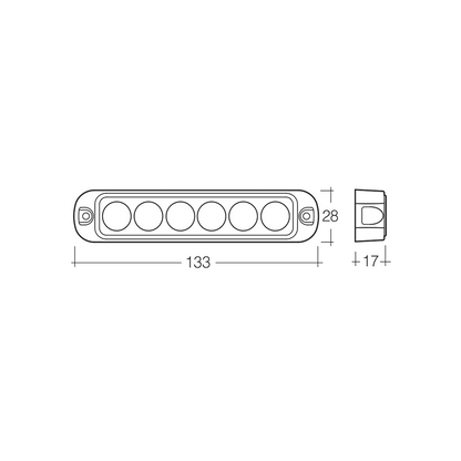 Warning Light, Narva, Low Profile High Powered 6 LEDs, 12/24v, Amber - Each