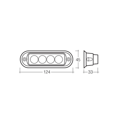 Warning Light, Narva, High Powered 4 LEDs, 12/24v, Amber - Each