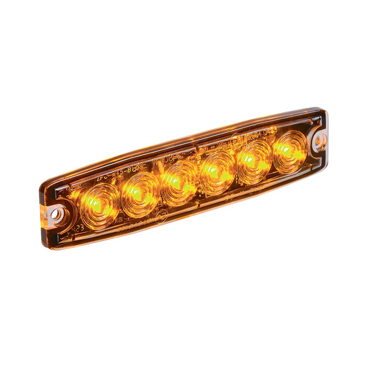 Warning Light, Narva, Slimline Low Profile, 6 LED, 12/24v, Amber - Each