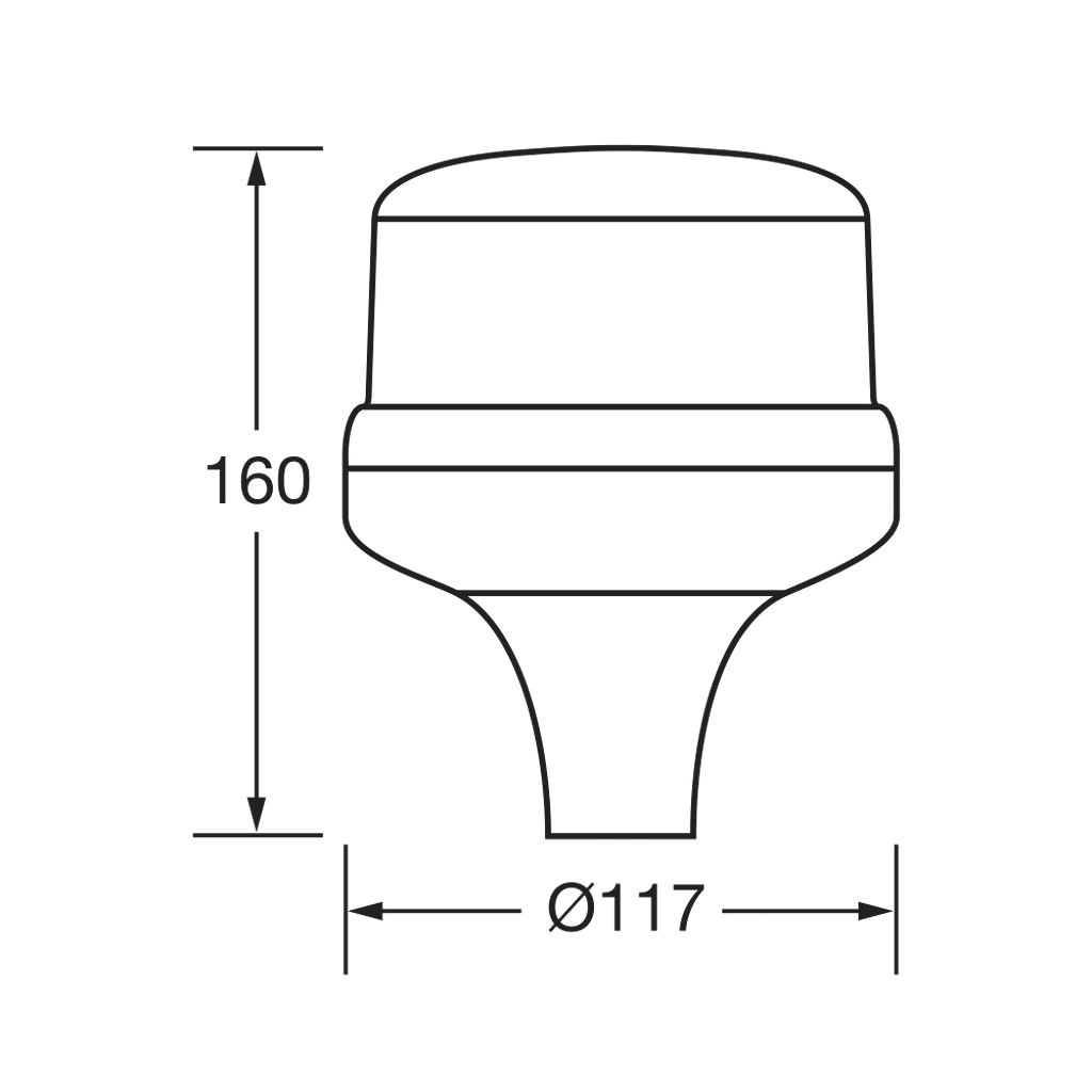 Strobe/Rotator Light, Narva, Eurotech Low Profile LED, Flexible Pipe Mount, 12/24v, Amber - Each