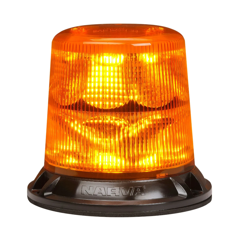Strobe/Rotator Light, Narva, Eurotech II LED, Flange Base, 12/24v, Amber - Each