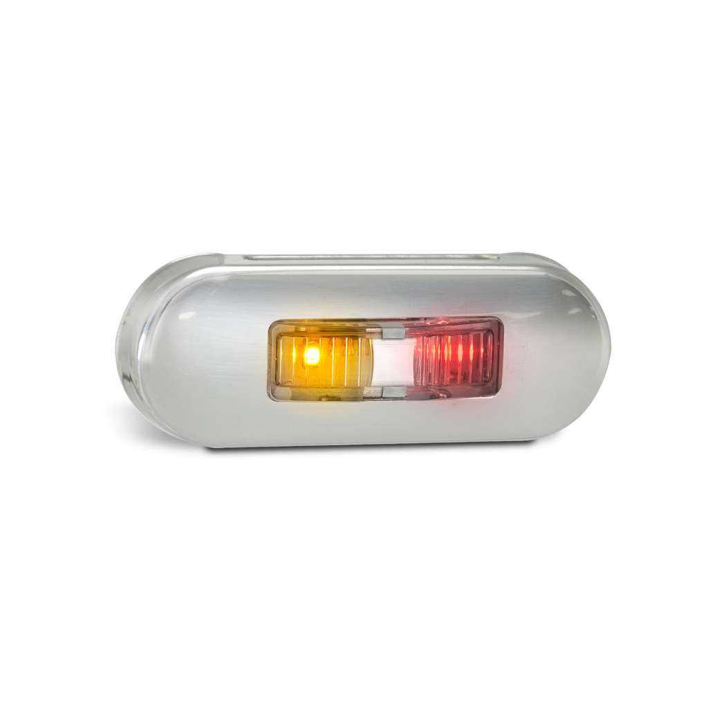 Marker Lamp, LED Autolamps, 86 Series, LED, Side Marker, Red/Amber, Clear Lens, Steel Bezel, 12-24v - Each