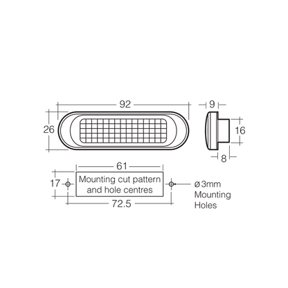 Light, Narva, Front End Outline, Marker Lamp, LED, 10-30v, Amber, Steel Cover - Each