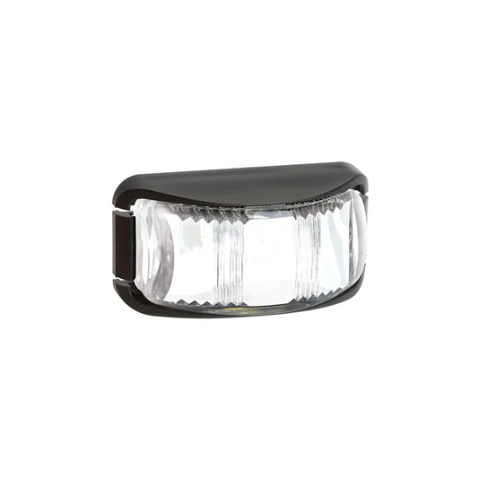 Front End Outline Marker Lamp, Narva, LED, Deflector Base, 2.5m Cable, 9-33v, White, Black Base - Each