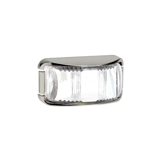Front End Outline Marker Lamp, Narva, LED, Deflector Base, 0.5m Cable, 9-33v, White, Chrome Base - Each