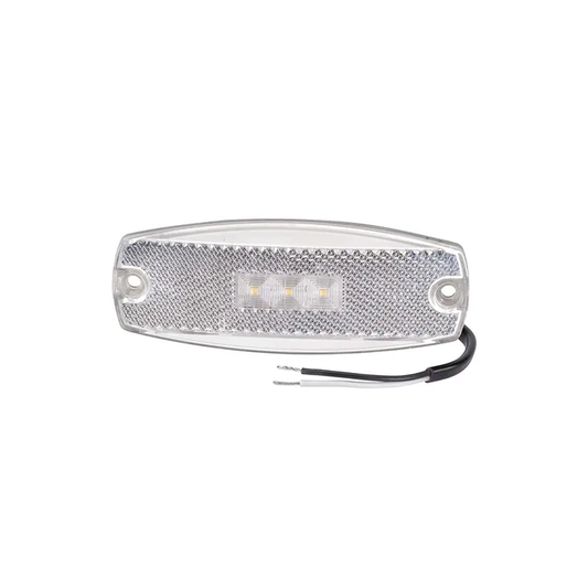 Front End Outline Marker Lamp, Narva, LED, In-Built Retro Reflector, 0.5m Cable, 9-33v, White - Each