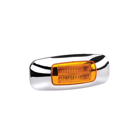 Side Marker, Narva, Model 24, LED, 9-33v, Amber, Chrome Cover, 90mm - Each