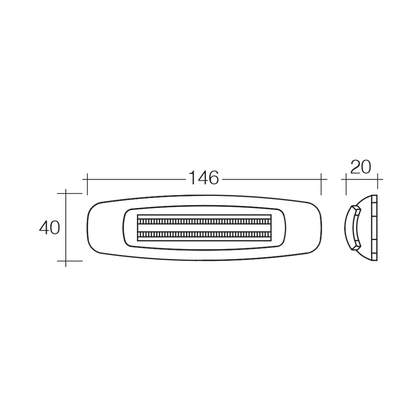 Side Marker, Narva, Model 24, LED, 9-33v, Red, Chrome Cover, 146mm - Each