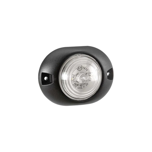 Front End Outline Marker Lamp, Narva, LED, Deflector Base, 0.5m Cable, 9-33v, Clear, Black Base - Each