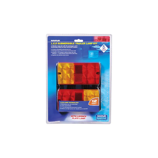 Trailer Light Kit, Narva, Model 36, Slimline, LED, Submersible, 9m Hard Wired Cable, 12v, Red/Amber - 2 Pack