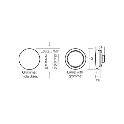 Rear Direction Indicator Lamp, Narva, LED, Vinyl Grommet, 9-33v, Amber - Each
