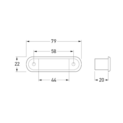 Interior Lamp, Hella, LED Courtesy Lamp Narrow Rim, 9-33v, 0.5w, Blue - Each