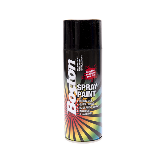 Paint, Boston, Aerosol Enamel, Quick Drying, Satin Black, 250g - Each