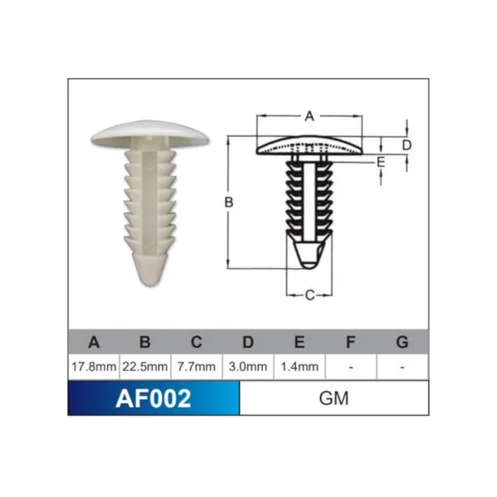 Trim Clip (Automotive Clip), GM Style Clip, White - 10 Pack