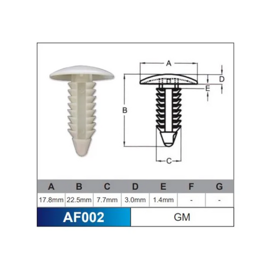 Trim Clip (Automotive Clip), GM Style Clip, White - 10 Pack