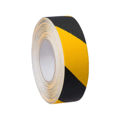 Anti-Slip Tape (Non-Slip), Mineral Particles with Adhesive Backing, Yellow/Black, 50mm - 18m Roll