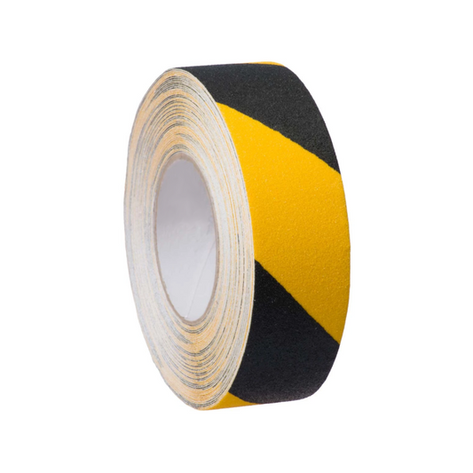 Anti-Slip Tape (Non-Slip), Mineral Particles with Adhesive Backing, Yellow/Black, 50mm - 18m Roll