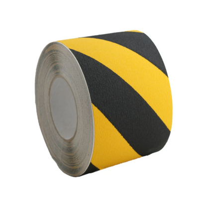 Anti-Slip Tape (Non-Slip), Mineral Particles with Adhesive Backing, Yellow/Black, 100mm - 18m Roll