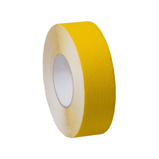 Anti-Slip Tape (Non-Slip), Mineral Particles with Adhesive Backing, Yellow, 50mm - 18m Roll