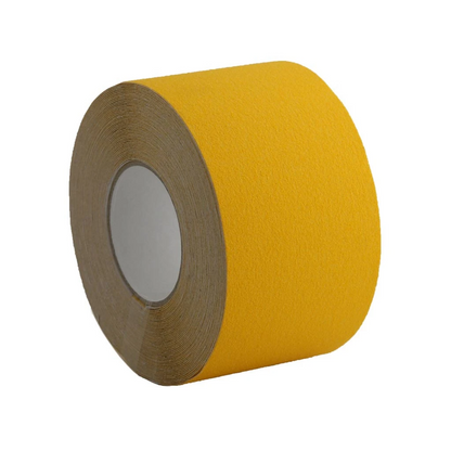 Anti-Slip Tape (Non-Slip), Mineral Particles with Adhesive Backing, Yellow, 100mm - 18m Roll