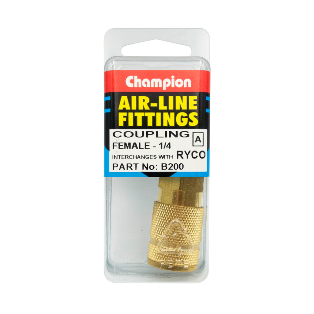 Airline Fitting, Ryco Style, Female Coupling, 1/4" - Each