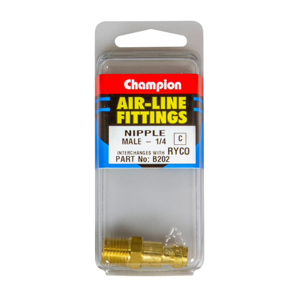 Airline Fitting, Ryco Style, Male Nipple, 1/4" - Each