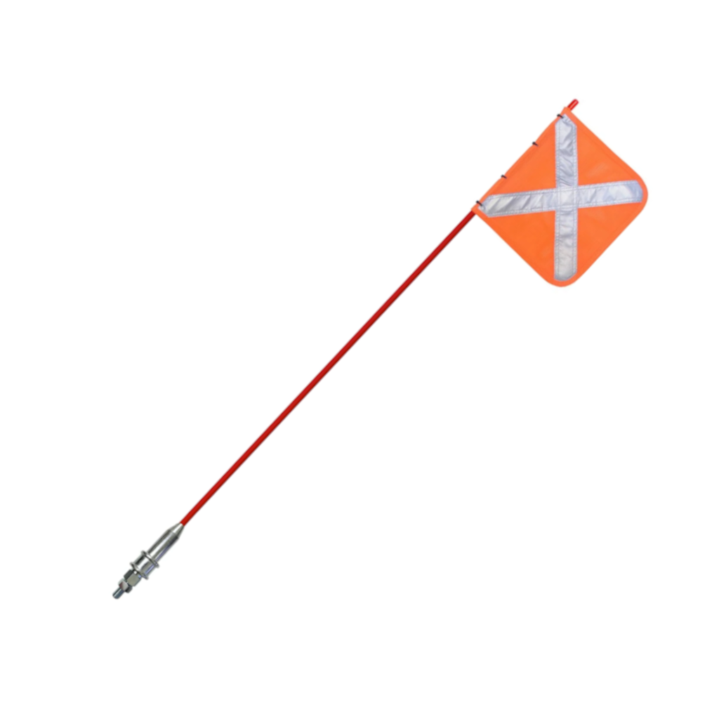Buggy Whip, Orange Reflective X Mesh Flag, Red LED Top, Quick Release Base, 12/24v, 2.4m