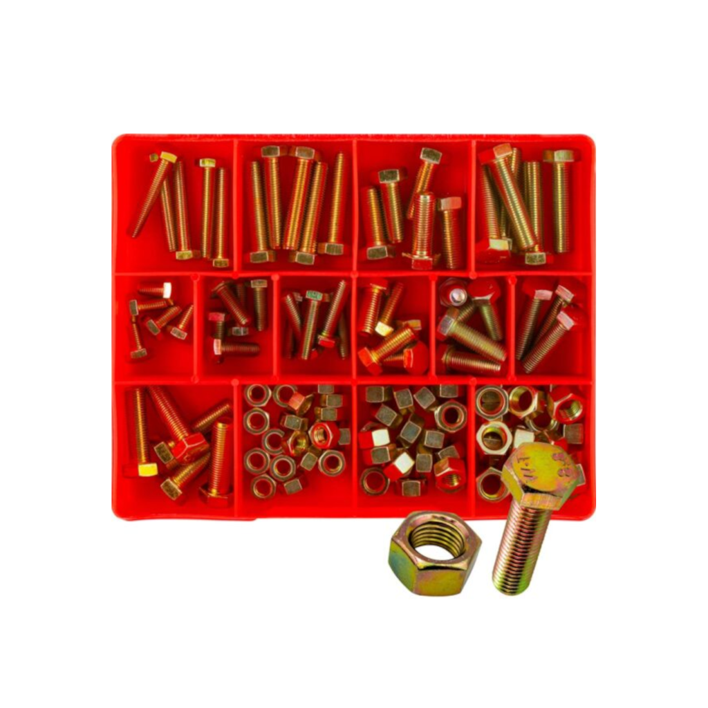 Set Screw & Nuts Assortment Kit, Champion, Imperial UNF, High Tensile, 11 Sizes (1/4 to 3/8") - 113 Piece