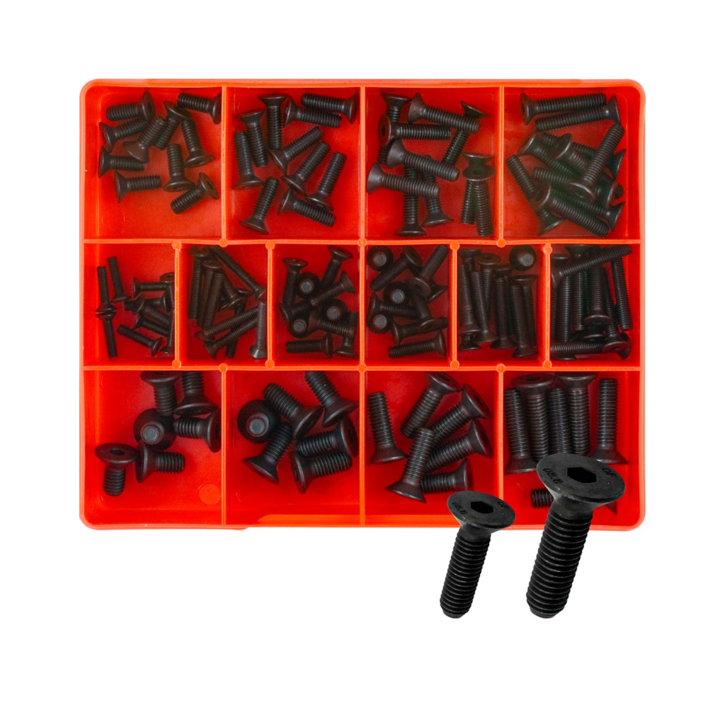 Socket Head Countersunk Screw Assortment Kit, Metric, High Tensile GR8.8, 14 Sizes - 124 Piece