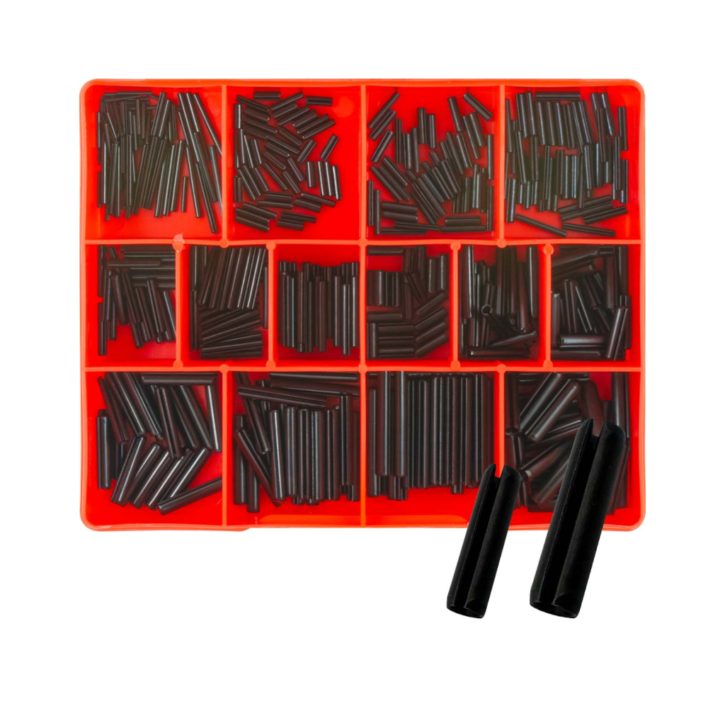 Roll Pin Assortment Kit, Champion, Imperial, Small Sizes, High Carbon Spring Steel, Black, 18 Sizes - 380 Piece
