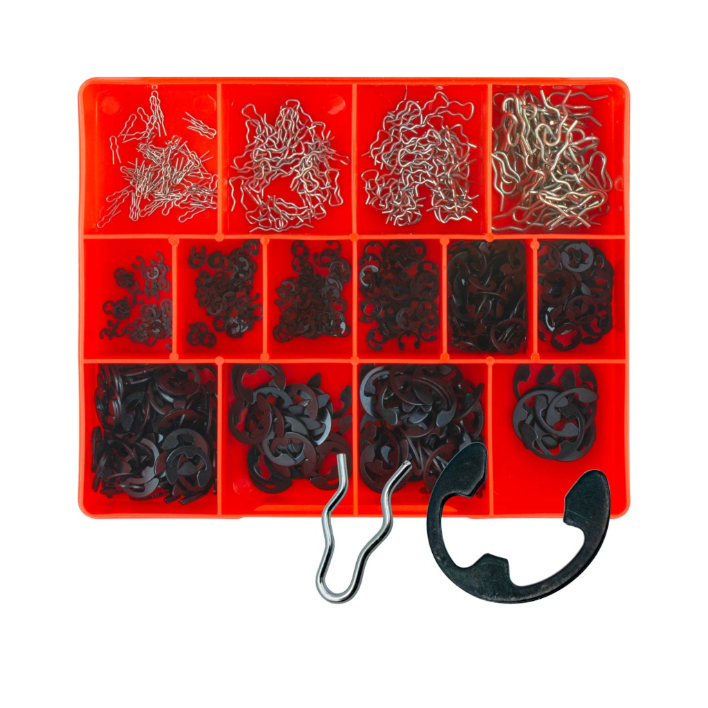 E Clip & Retainer Spring Assortment Kit, Champion, Imperial, 14 Sizes - 740 Piece