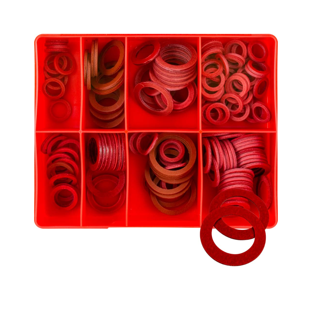 Fibre Washer Assortment Kit, Champion, Metric & Imperial, 3/32" Thick, 10 Sizes (18mm to 30mm & 1/2″ to 1″ ID) - 143 Piece