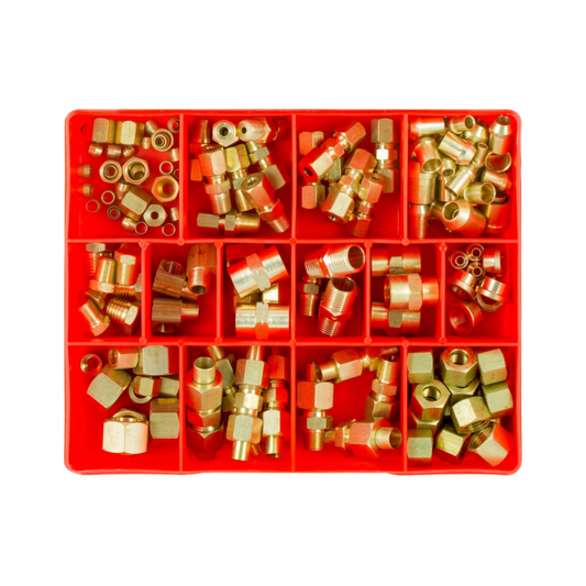 Brass Fittings Assortment, Champion, Industrial and Auto, 32 Types, 4 Sizes - 155 Piece