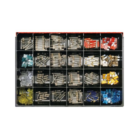 Fuse Assortment Kit, Champion, Master, 24 Sizes (2 to 50a), 3 Types (Glass, Blade, Ceramic) - 310 Piece