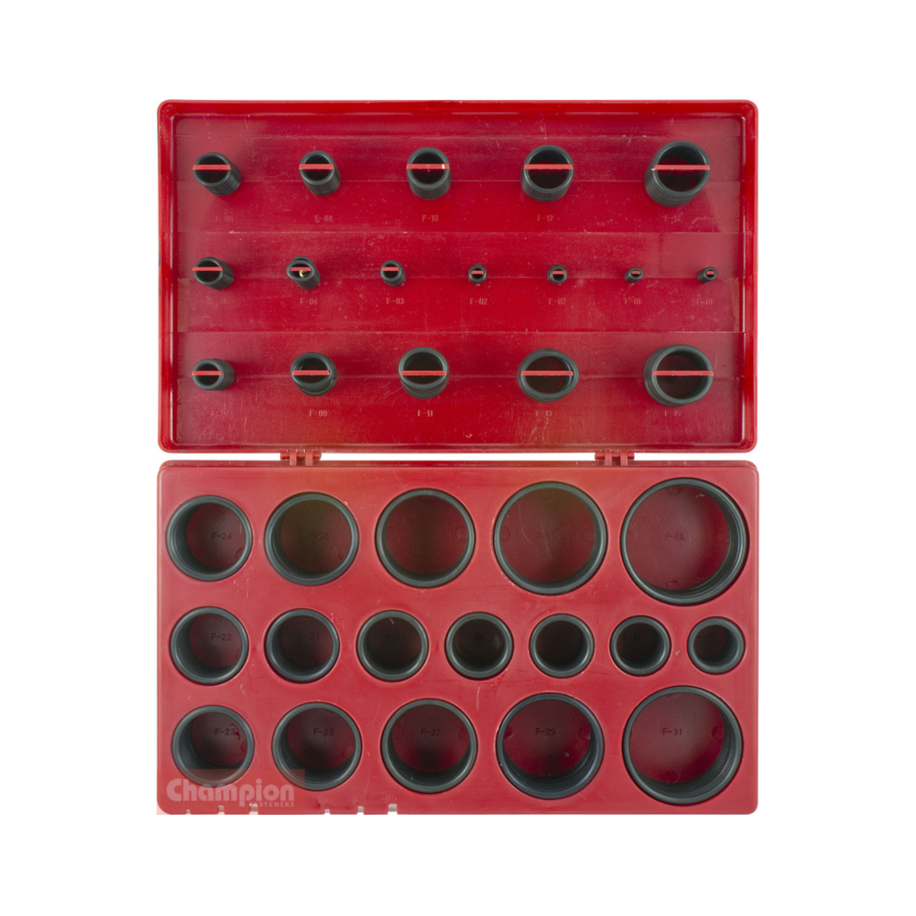 O Ring Assortment Kit, Champion, Imperial, Nitrile, 70 Shore, 32 Sizes (1/8 to 2" ID) - 407 Pieces