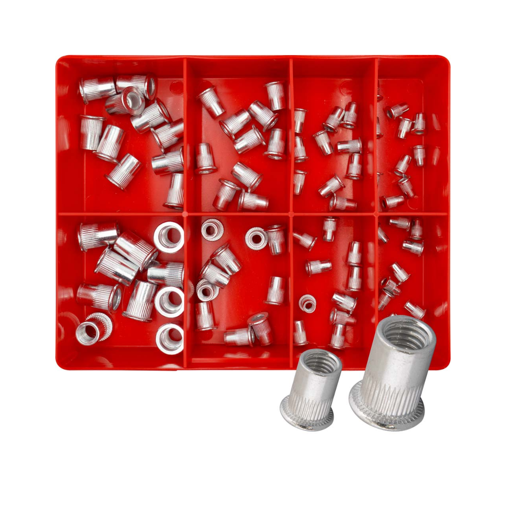 Rivet Nut Insert Assortment Kit, Champion, Metric, Aluminium, 5 Sizes, (4 to 10mm) - 80 Piece