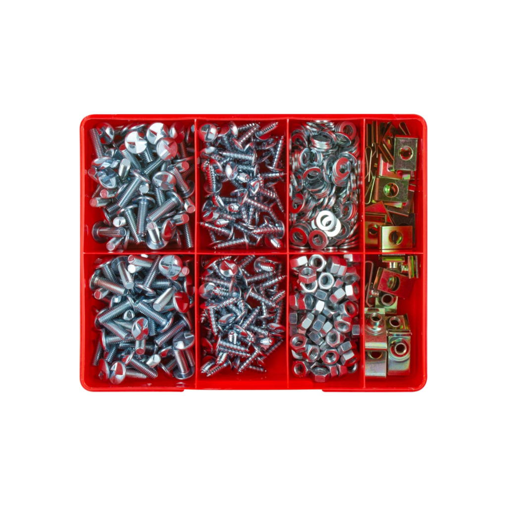 Anti-Theft Screw Assortment, Champion, Metric, Zinc, Self-Tapping, Washers/Nuts, 6 Sizes - 560 Piece