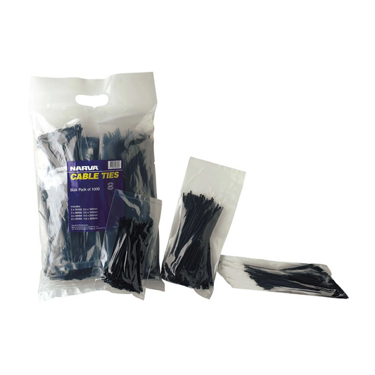 Cable Ties Assortment Pack, Narva, (CT-04, CT-06, CT-08, & CT-12) - 1000 Piece