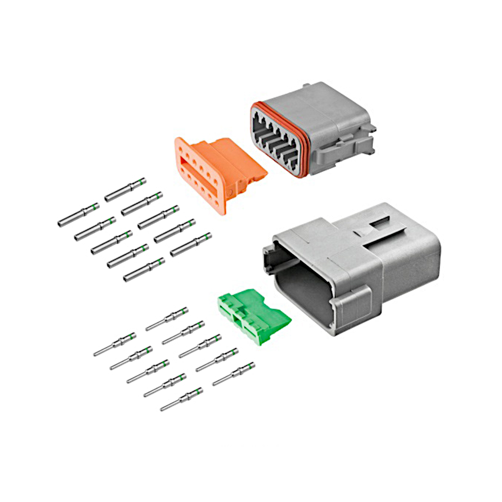 Connector Kit, Deutsch, 12 Position, Size 16, 28 Pieces (DT04-12P, DT06-12S, Wedges & Terminals) - Each