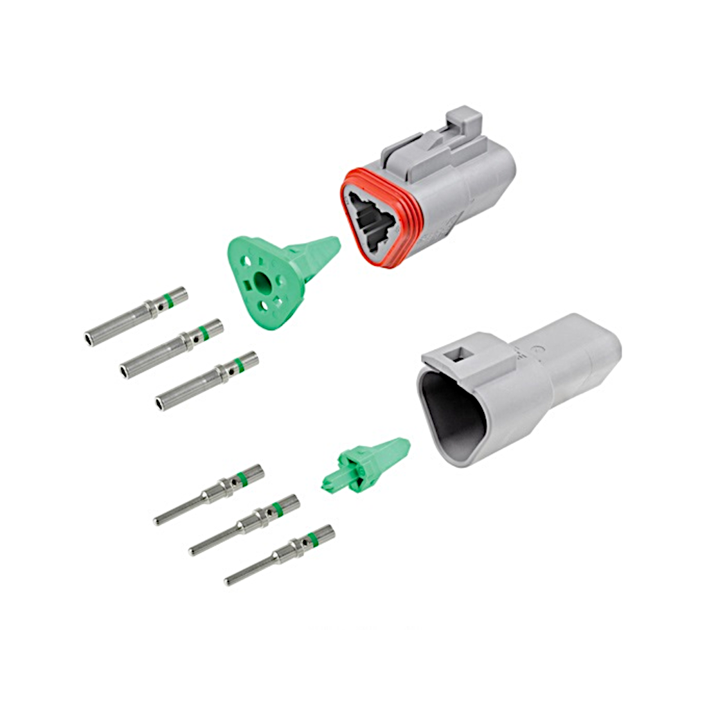 Connector Kit, Deutsch, 3 Position, Size 16, 10 Pieces (DT04-3P, DT06-3S, Wedges & Terminals) - Each