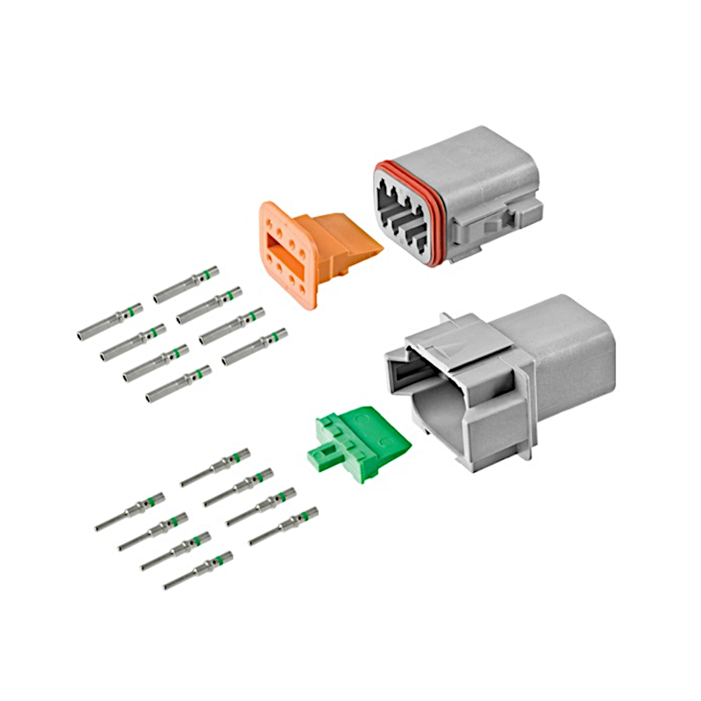 Connector Kit, Deutsch, 8 Position, Size 16, 20 Pieces (DT04-08P, DT06-08S, Wedges & Terminals) - Each