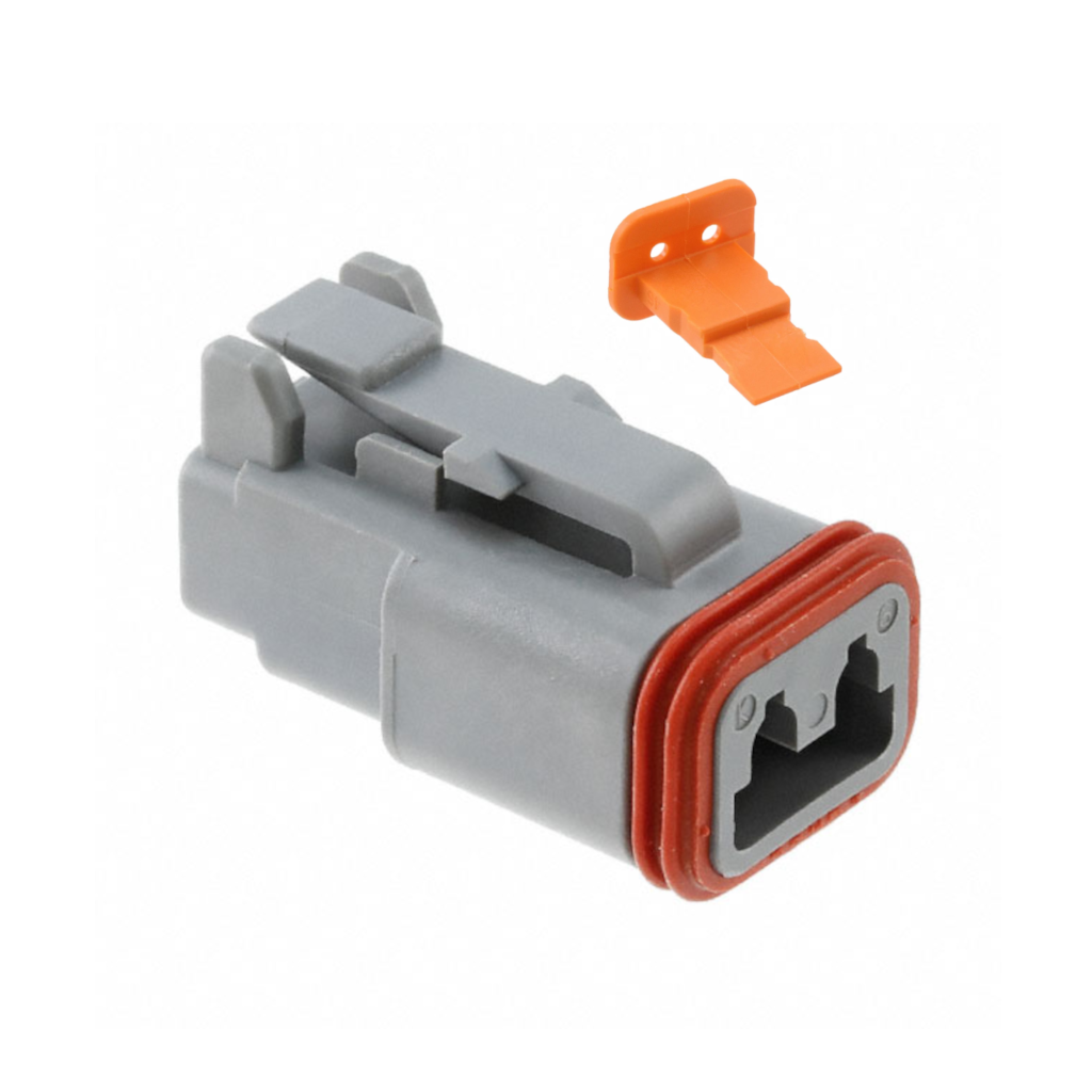 Connector, Deutsch, Plug In Line, 2 Position, 20-14 AWG, with W2S-P012 Wedge - Each