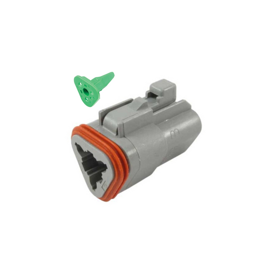 Connector, Deutsch, Plug In Line, 3 Position, 20-14 AWG, with W3S-P012 Wedge - Each