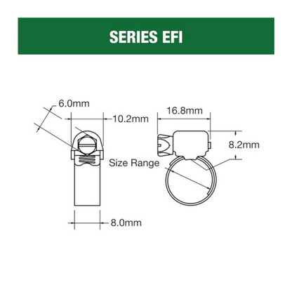 Hose Clamp, Tridon, Extended Tang EFI Series, 14-22mm - 10 Pack